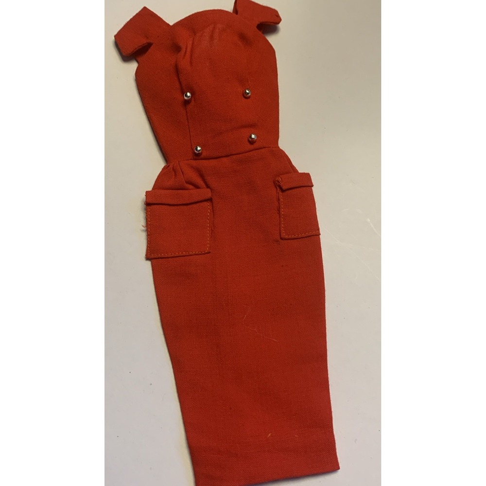 Vintage Barbie Fashion Sheath Sensation red Dress #986 gold buttons